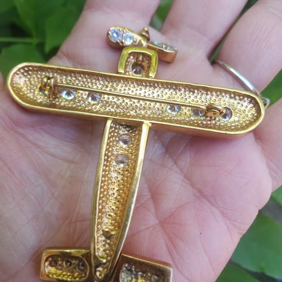 vintage gold gilt airplane brooch